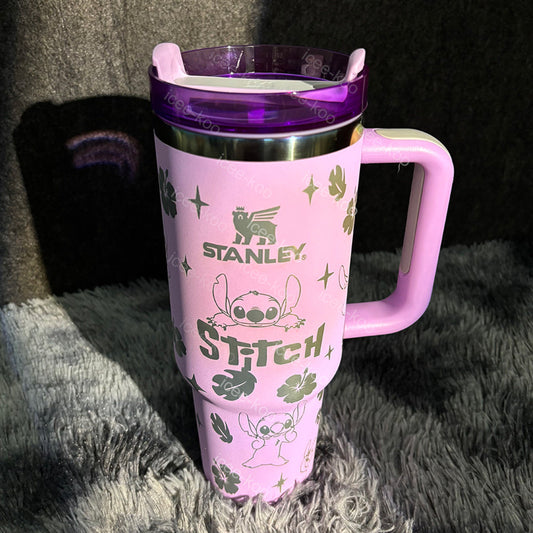 40oz Pink Stitch Stainless Steel Vacuum Insulated Tumbler 🚢Free Shipping🚢