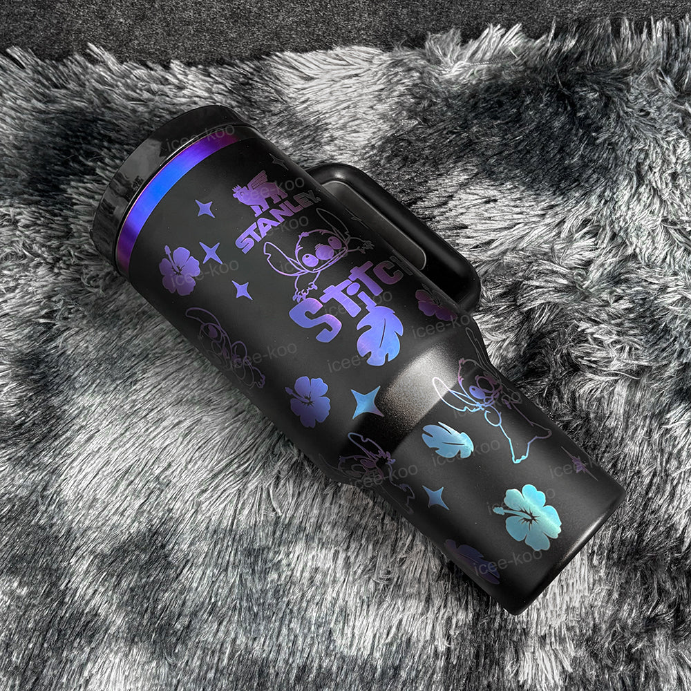 40oz Stitch Black Gold Colour Stainless Steel Vacuum Insulated Tumbler 🚢Free Shipping🚢