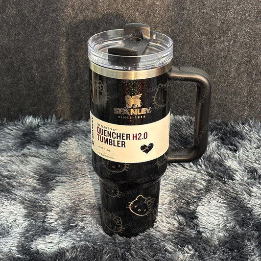 40oz Laser Printed Black Kitty Tumbler 🚢Free Shipping🚢