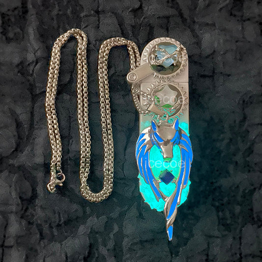 Hip Hop Street Necklace Luminous Wolf King Lighter