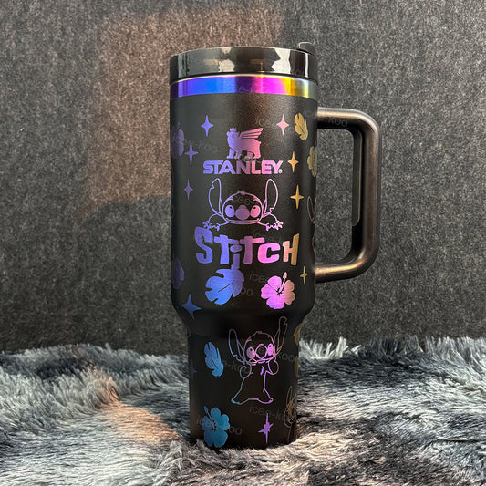 40oz Stitch Black Gold Colour Stainless Steel Vacuum Insulated Tumbler 🚢Free Shipping🚢