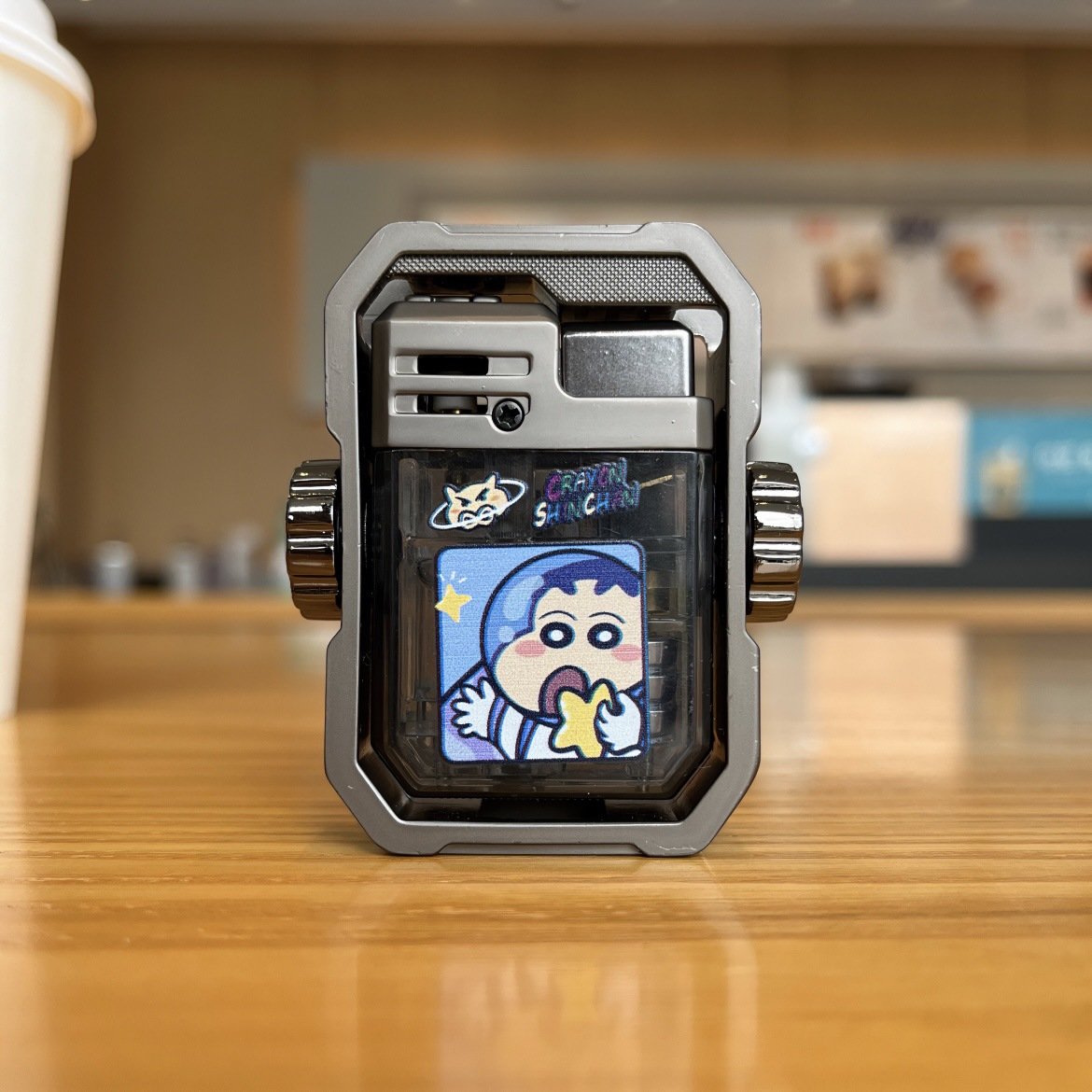 Cute cartoon decompression lighter windproof with flash （Free shipping）