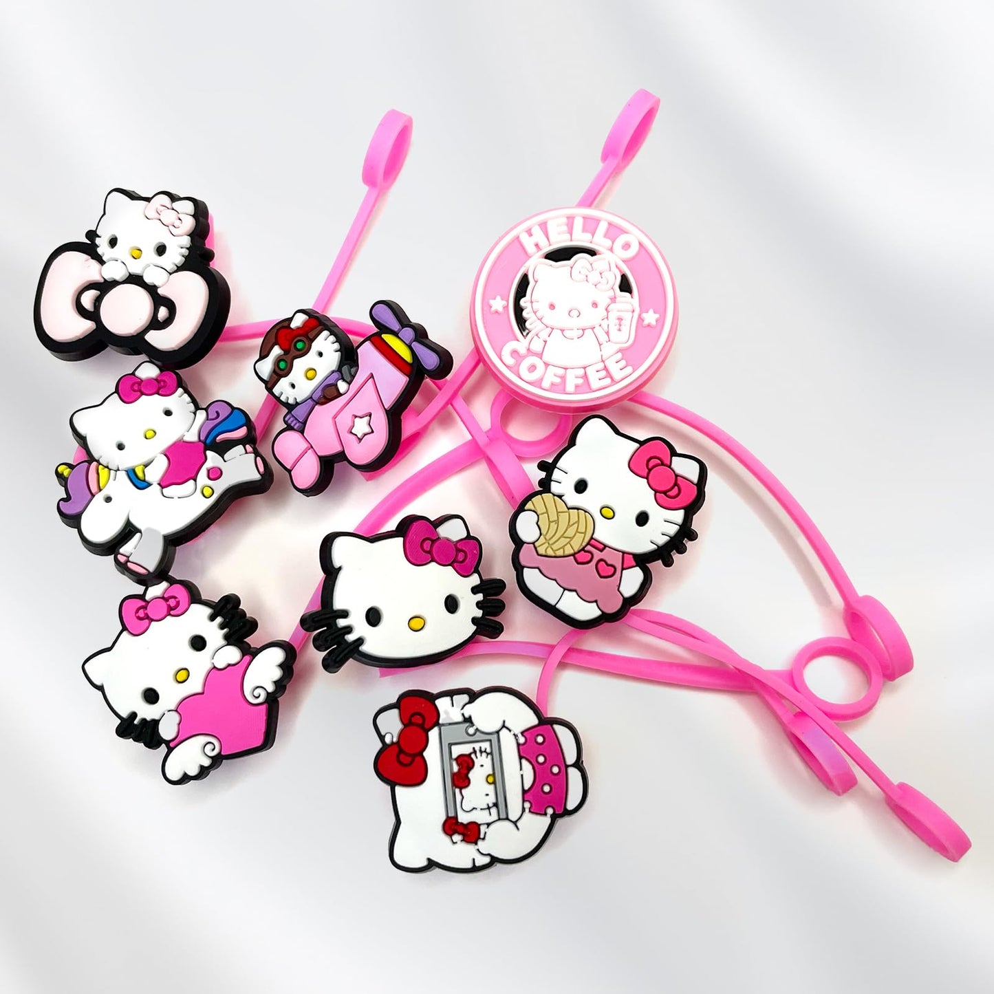 8Pcs Cartoon Straw Covers Cap