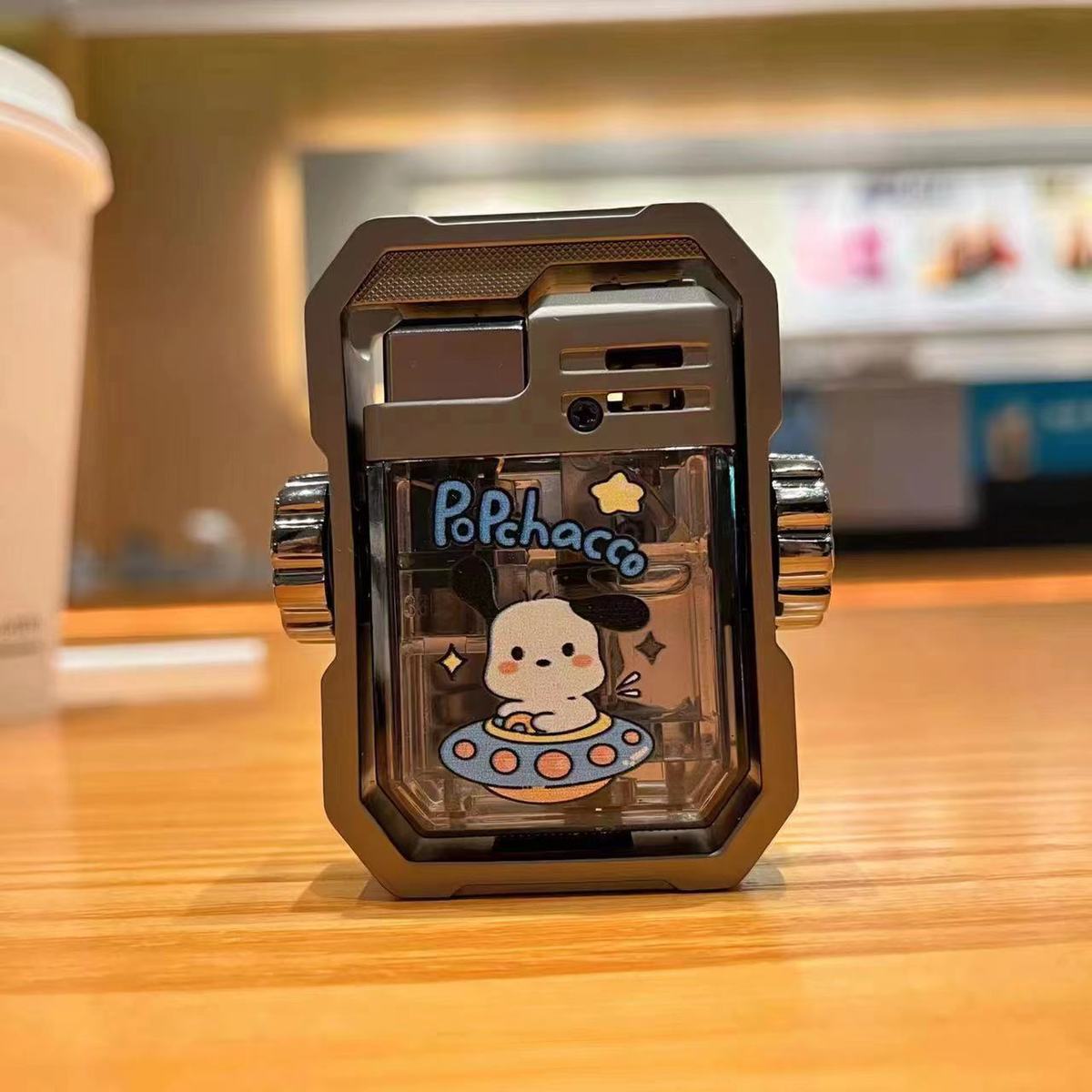 Cute cartoon decompression lighter windproof with flash （Free shipping）